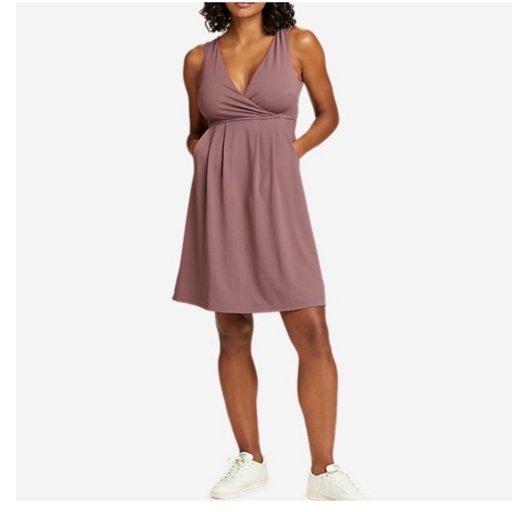 Eddie Bauer Aster 7 Days Crossover Dress XXL Dusty Violet Sleeveless Pockets NWT